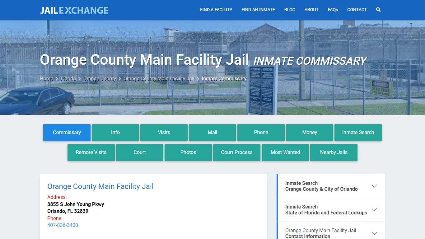 Orange County Main Facility Jail Inmate Commissary